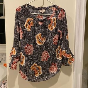 Loft beautiful bell arm blouse with flower floral print
